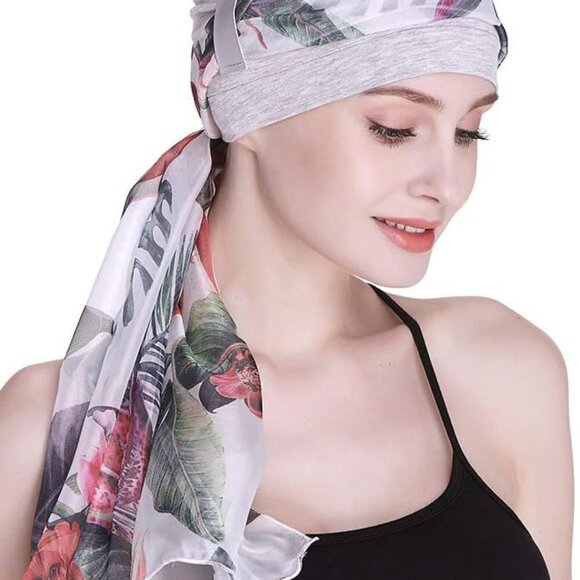 Elegant Chemo Cap with Silky Scarf for Cancer Women Hair Loss Sleep Beanie - Picture 5 of 8